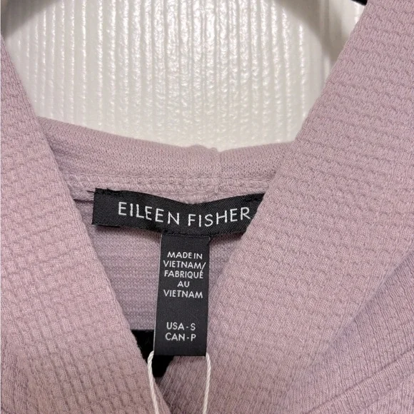 NWT EILEEN FISHER Waffle Cotton Blend Doubleknit Hooded Top in Lunette - Picture 7 of 11